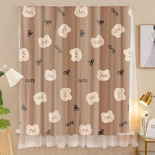 采光窗帘免打孔安装魔术贴卧室粘贴式遮光布简易出租屋自贴遮阳带