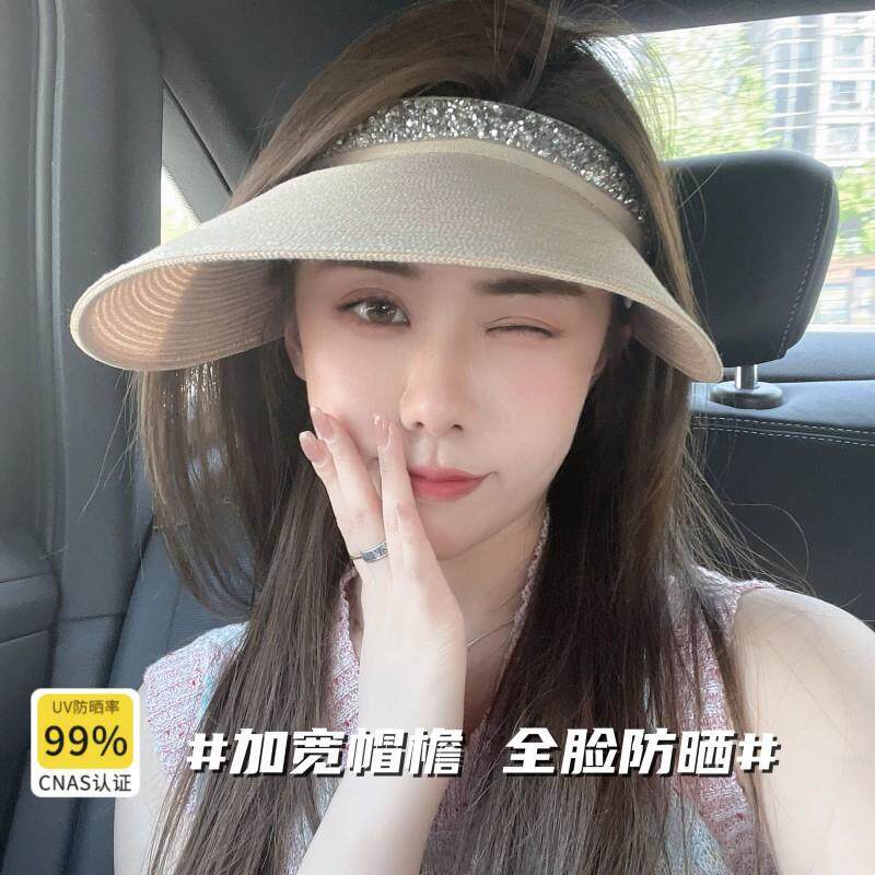 遮阳帽发夹式草编空顶防