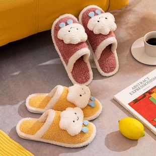 木地板专用静音拖鞋棉拖鞋女冬季可爱卡通情侣室内家居家用毛绒冬