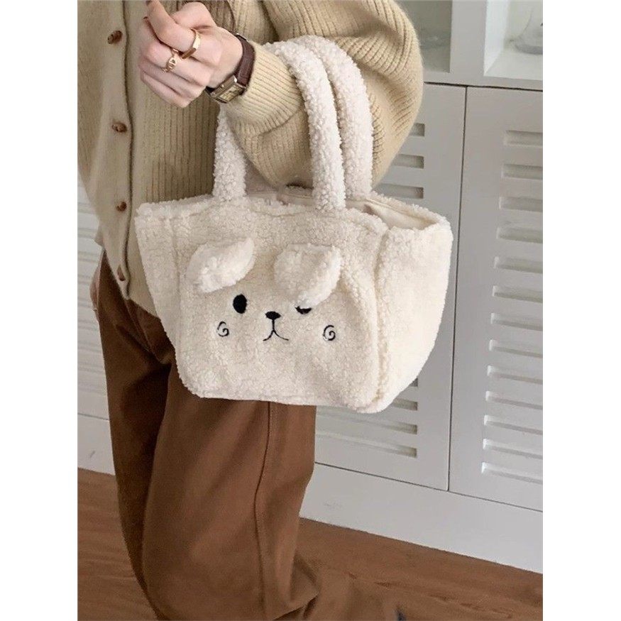 超火上班小拎包秋冬新款帆布包可爱羊羔绒单肩大容量手提包学生上,箱包皮具/热销女包/男包,手提箱,淘宝优惠券,粉丝福利购,淘宝优惠卷