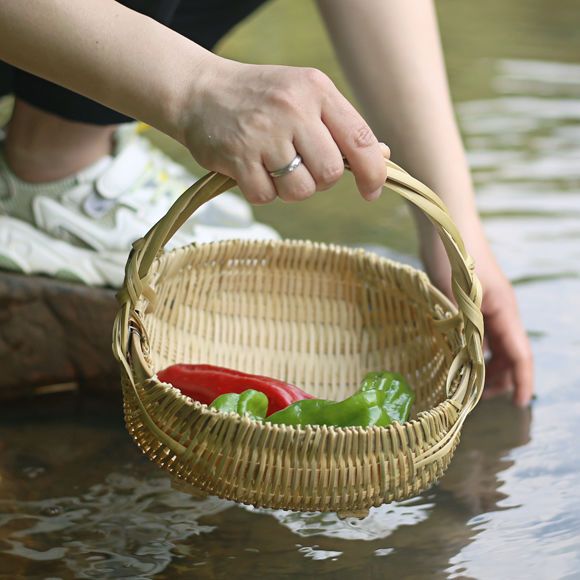 手工编菜蓝子竹编制品手工竹篮子家用手提买菜大号农村采摘鸡蛋水