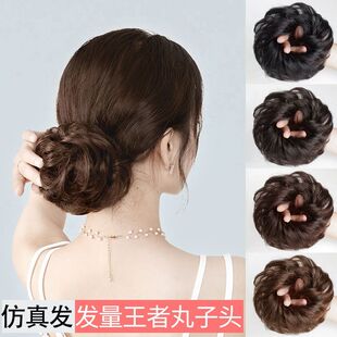 发量少扎头发神器网红自然仿真假发发圈皮筋扎头发蓬松花苞丸子头