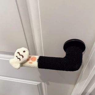 门把手护套高级小猫吃鱼猫爪针织门把套入户门卧室门儿童房门把手