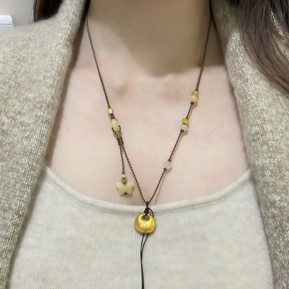 女士高端吊坠挂绳中式蝴