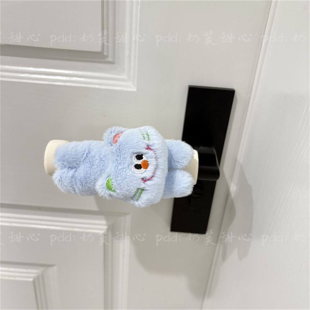 门把手护套高级卡通可爱毛绒小猫欧式新款高颜值门把手保护套ins
