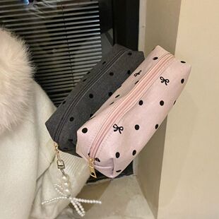 笔袋韩式风新款可爱韩系波点蝴蝶结笔袋简约ins文具大容量高颜值