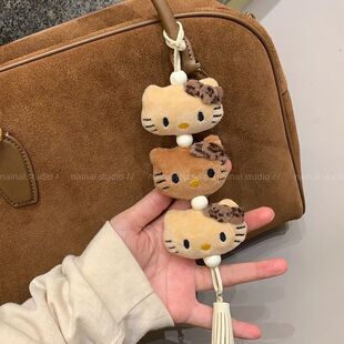 包上的装饰小挂件豹纹挂件~黑皮夏威夷蝴蝶结包包挂饰