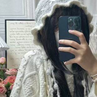 雪花帽子材料包芭蕾流苏水母帽手工diy钩针编织材料包雪花纱混羊