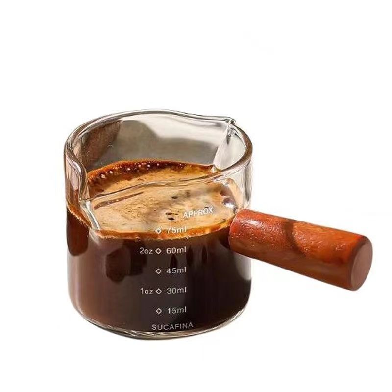 2025网红爆款杯子咖啡杯玻璃奶盅加厚带刻度意式浓缩咖啡萃取量杯