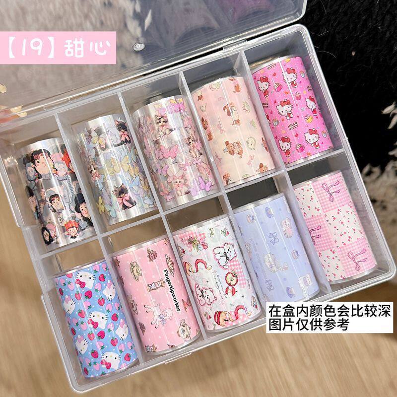 蕾丝转印纸美甲可爱兔子黑白蕾丝转印纸蝴蝶结DIY美甲饰品