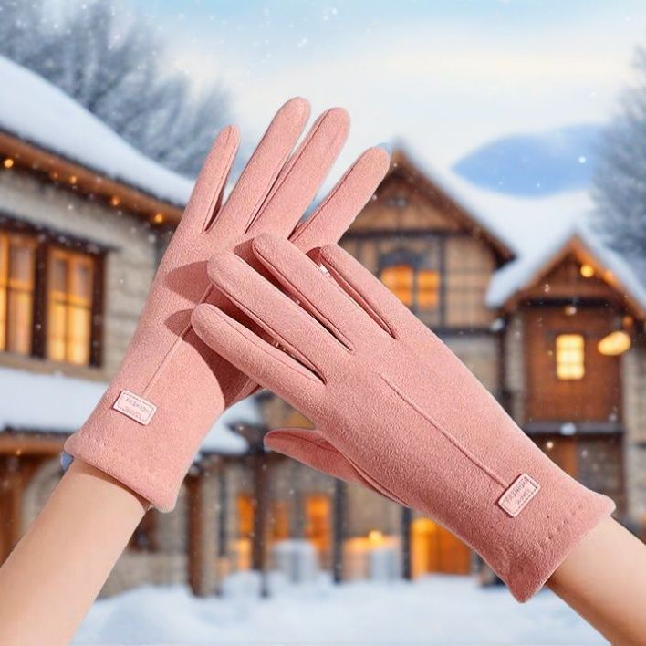 充电加热手套女款速热保暖手套女秋冬弹力加厚户外骑行开车仿兔绒