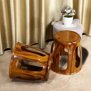 时尚 仿木纹凳创意餐桌凳塑料防滑休闲板凳加厚喝茶凳客厅换鞋 凳子