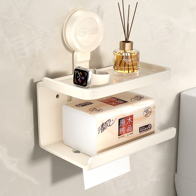 吸盘卫生间纸巾盒壁挂洗手纸收纳