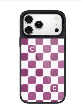 香港代购CASE新款晶釉紫色棋盘适用iphone17/16promax手机壳苹果15/14pro/plus保护套新款13/12磁吸Magsafe11