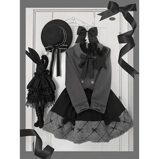 冬至软妹蝴蝶结双排扣外套拼接半裙两件套2025秋冬新款洛丽塔套装