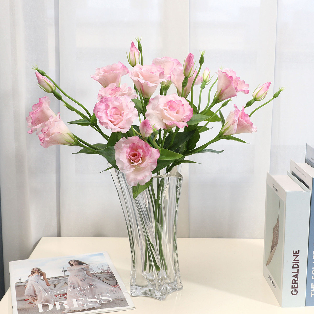 航宾高端3头玲珑桔梗花仿真花酒店ins风家居客厅装饰摆件假花