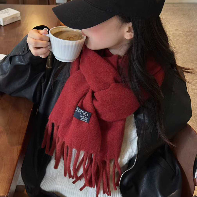 双面加厚纯色围巾女韩版轻奢欧美风情侣高级感仿羊绒保暖披肩围脖