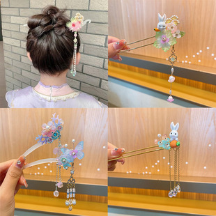儿童步摇流苏发簪古风头饰女童盘发簪子古装汉服中国风发夹