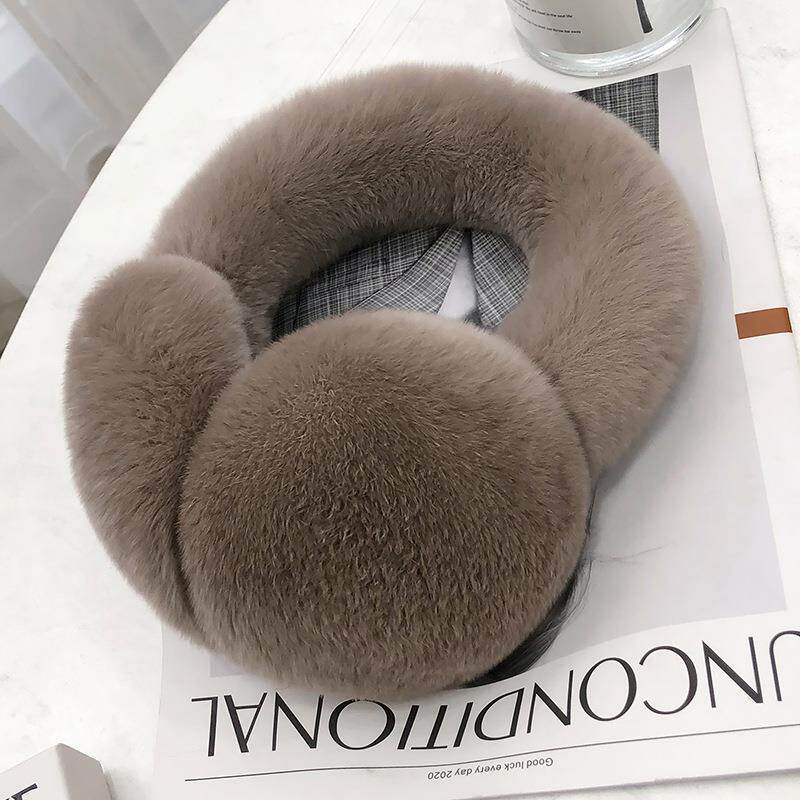 韩国ins 冬季獭兔毛耳暖真毛皮草耳罩冬季保暖男女耳捂耳包可折叠