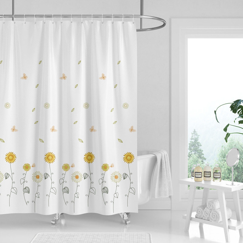 现货涤纶浴帘防水防霉 卫生间浴室帘子防水布浴帘