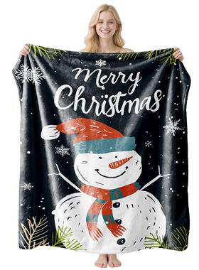 雪人圣诞法兰绒毛毯源头工厂一件起订 JIT 支持来图定制尺寸