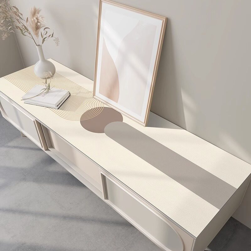 轻奢莫兰迪电视柜桌布防水防油餐边柜垫子可擦洗一抹净鞋柜保护垫