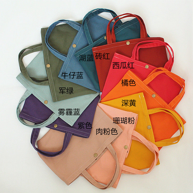 糖果色小布包手提包便当包手拎小包纯色帆布日系文艺小清新牢固