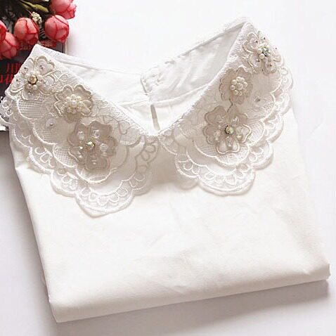 韩国女衬衫假领子镶钻领钉珠衬衣假领白色复古假领