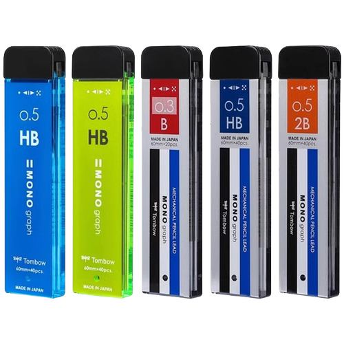 日本Tombow蜻蜓铅芯mono graph自动铅笔芯0.3/0.7/0.5mm活动铅笔芯 R5-MG不易断学生用替芯黑色铅芯2h/2b/hb