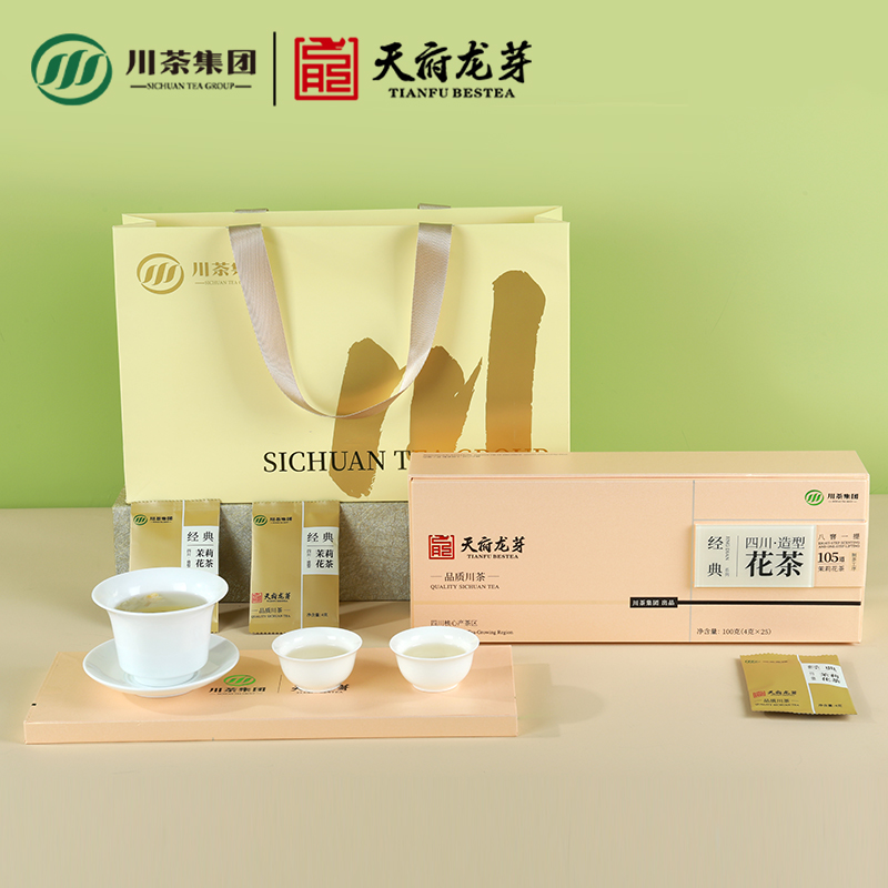 天府龙芽经典茉莉花茶礼盒装100g