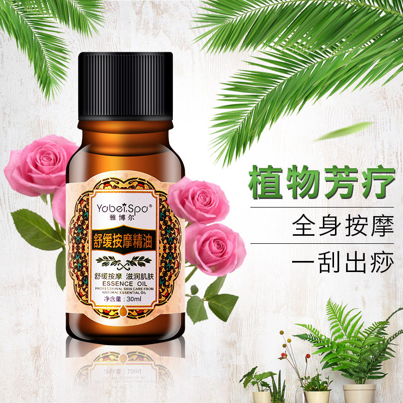 雅博尔30ml舒缓玫瑰按摩精油身体艾草刮痧推拿香薰精油简装