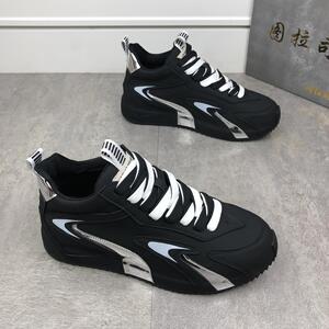 潮牌男鞋2025新款透气皮面时尚运动休闲鞋包底潮鞋厚底增高老爹鞋