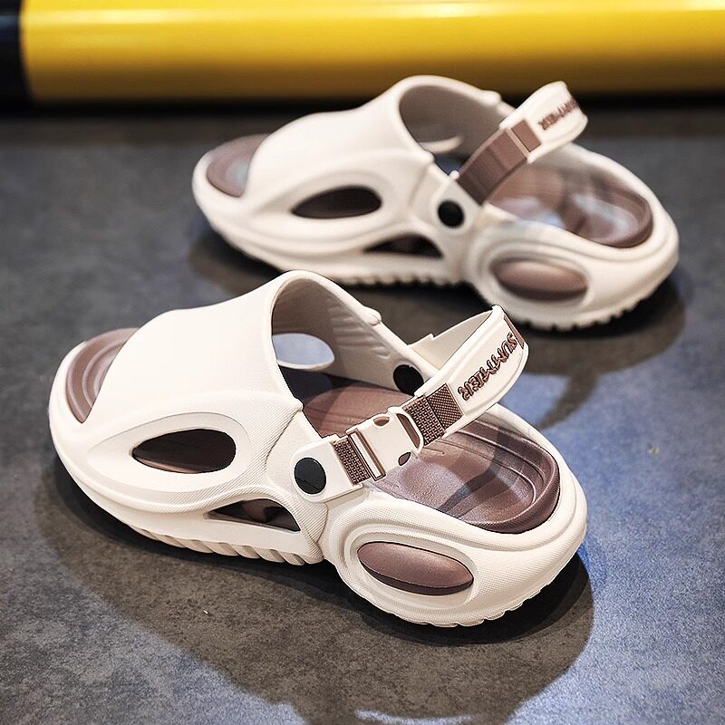 潮牌凉鞋男夏季外穿青少年踩屎感运动开车两用厚底沙滩拖鞋情侣款