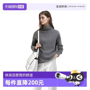 一体成型堆堆领针织毛衣 Bari Petit 女士高领套头羊毛衫 自营