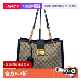 【自营】中古95新Gucci古驰Padlock黑色老花手提单肩包大号链条包