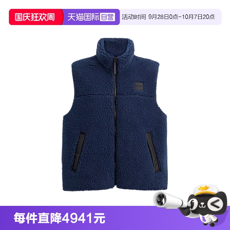 【自营】COACH/蔻驰休闲通勤拉链开合高领无袖马甲男款黑色蓝色图片