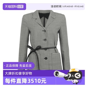 格纹翻领腰带西装 MaxMara女士薄款 外套羊毛休闲西便 自营