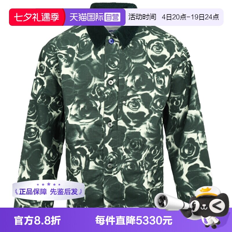 【自营】BURBERRY/博柏利男士玫瑰印花宽松休闲棉质翻领夹克外套