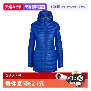 【自营】Canada Goose加拿大鹅女款蓝色绗缝拉链连帽羽绒服保暖