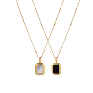 【自营】VITARING项链女AB面天然黑玛瑙贝母吊坠锁骨链母亲节礼物