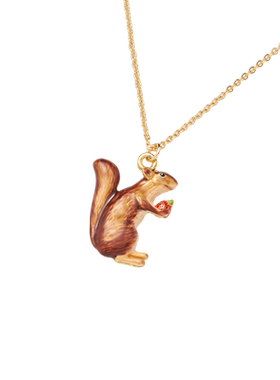 【自营】Fable松鼠抱草莓珐琅彩项链项链女锁骨链吊坠耳钉ins潮