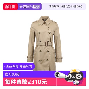 博柏利女士SS26肯辛顿版 BURBERRY 型双排扣翻领中长风衣 自营