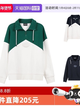 【自营】EA阿玛尼 男士棉质宽松半开襟套头长袖卫衣 6L1M81 1JWPZ