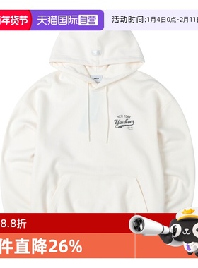 【自营】MLB连帽卫衣新款男女装休闲服情侣奶油色套头衫3AHDV0551