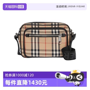 博柏利Vintage系列單肩包米色格紋小牛皮斜跨包 BURBERRY 自營(yíng)