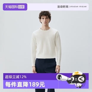 Polo 商场同款 长袖 Marc 纯棉圆领华夫格基本款 T恤男 自营