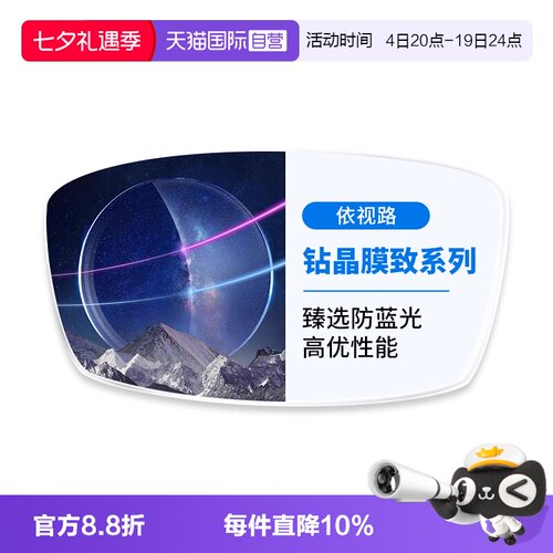 依视路眼镜片膜致防蓝光变色1.74