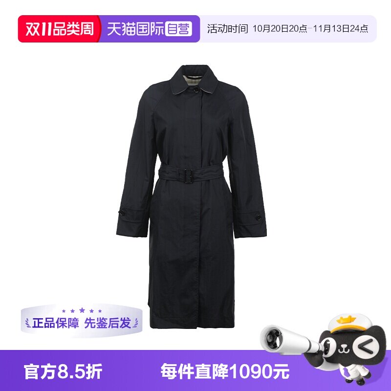 【自营】BURBERRY/博柏利26FW纯色单排扣腰带女士中长款风衣外套