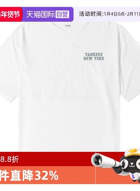 【自营】MLB新款男装女装简约米白色T恤情侣休闲运动服3ASWB2243