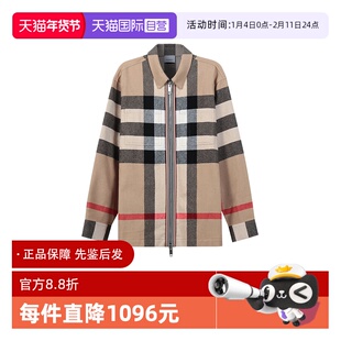【自营】BURBERRY博柏利 男款羊毛拉链长袖衬衫外套格纹 80501351